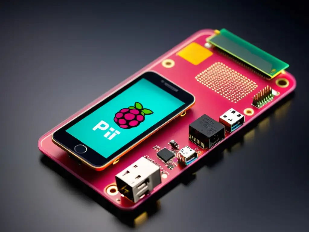 Un Raspberry Pi conectado a una pantalla táctil con iconos de aplicaciones coloridos