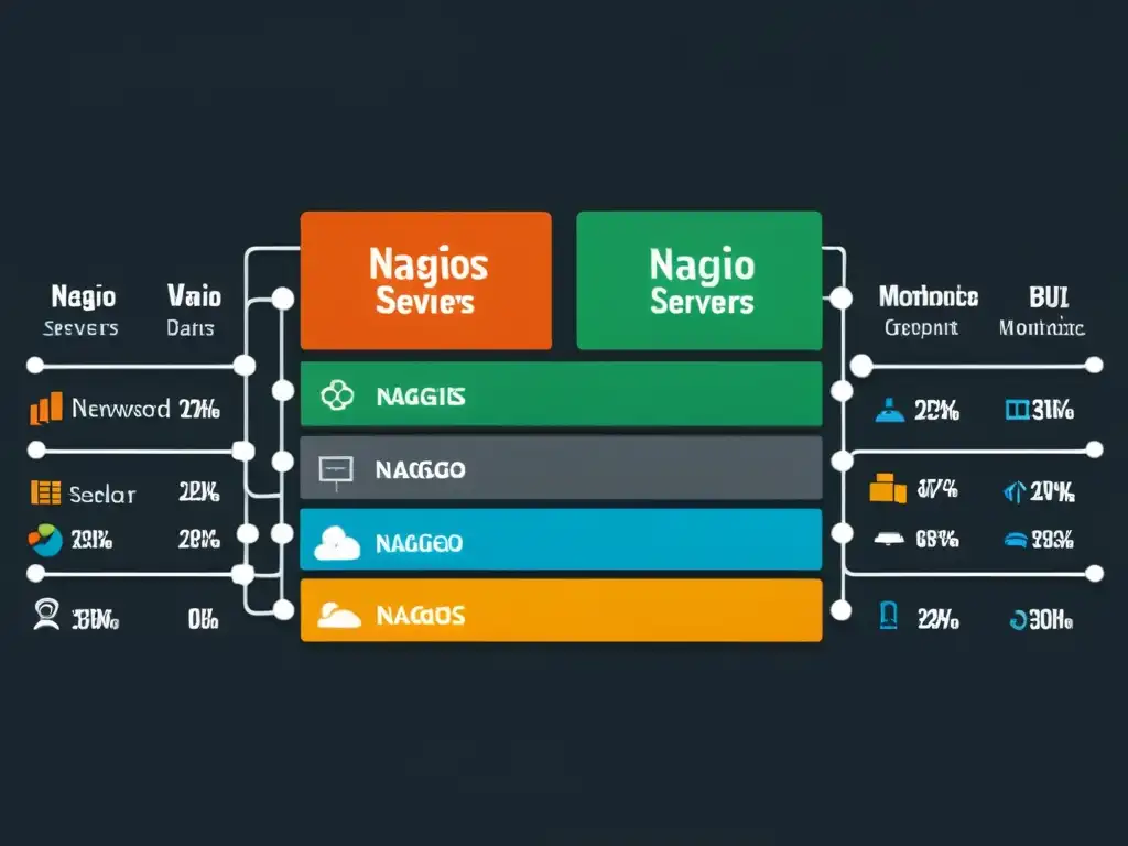 Red de Servidores Windows Monitoreados por Nagios: Futurismo en Acción Una red de servidores Windows interconectados, monitoreados por Nagios