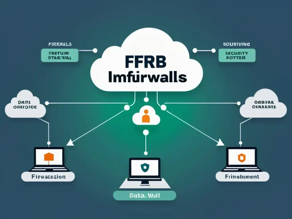 Una red en la nube con servidores virtuales y firewalls de código abierto protegiendo activos críticos