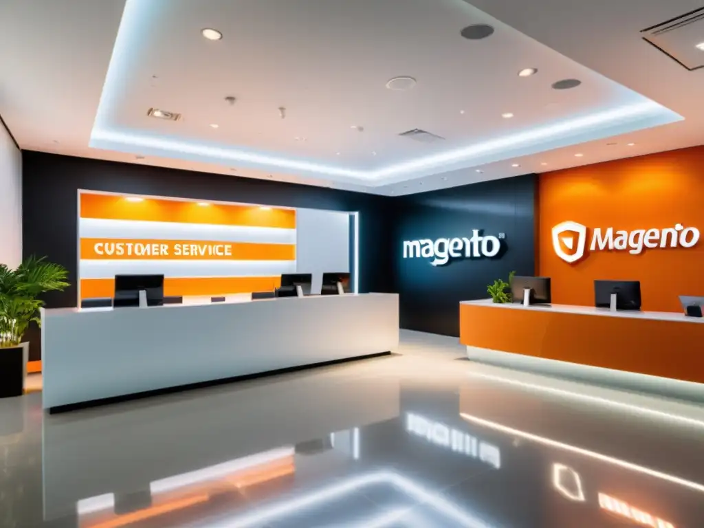 Representantes de servicio al cliente de Magento en un centro moderno