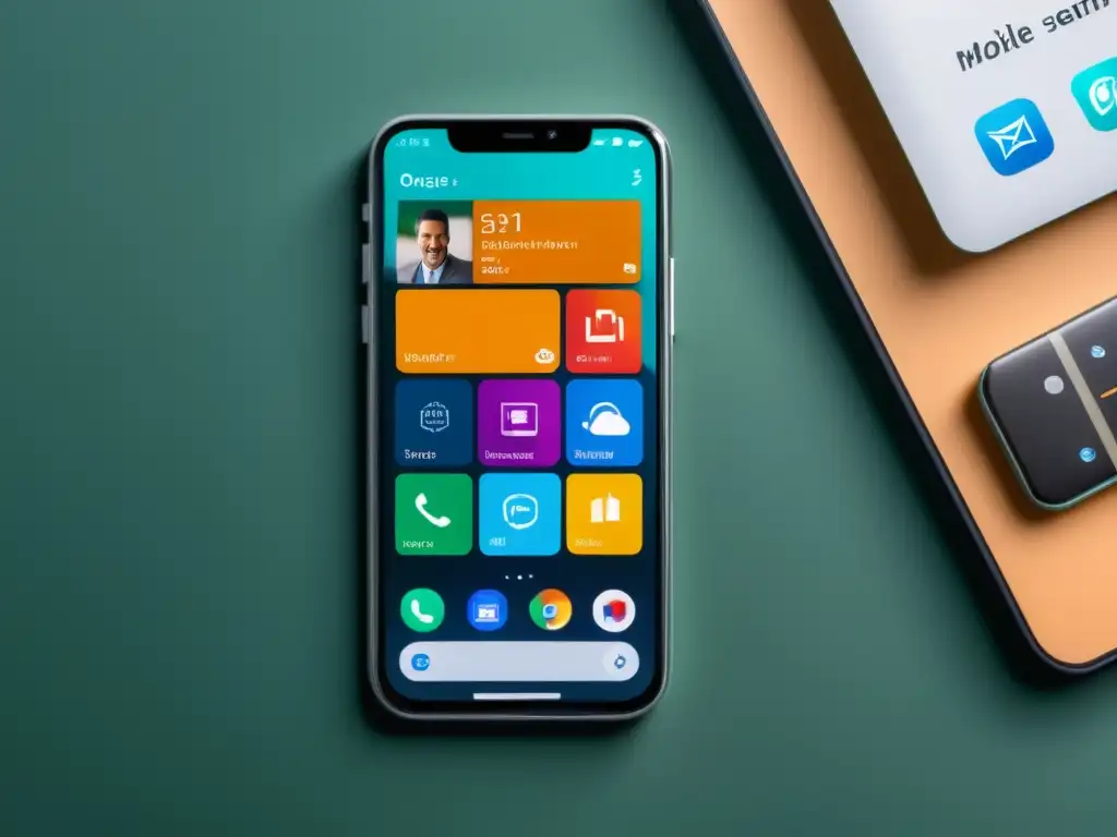 Migración segura a sistema operativo móvil en un entorno profesional con smartphone de interfaz abierta de alta resolución y diseño limpio