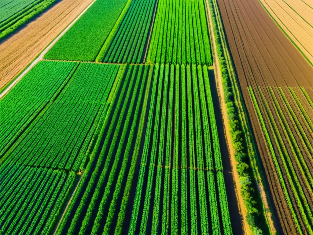 Sistemas de riego inteligentes IoT integrados en un próspero campo agrícola, mostrando la moderna eficiencia agrícola