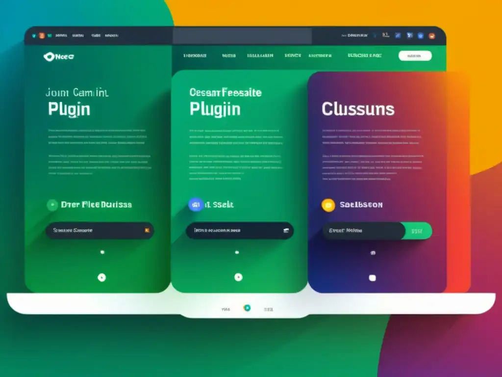 Un sitio web moderno muestra los mejores plugins CMS código abierto en acción, con capturas de pantalla nítidas y una interfaz amigable