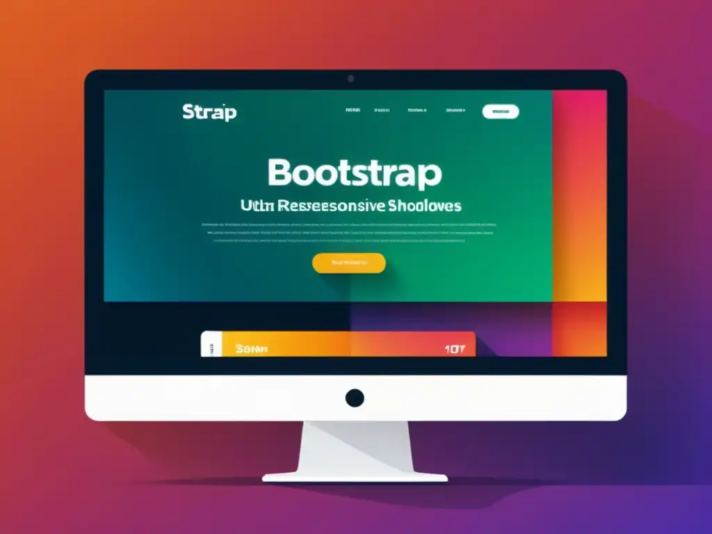 Crear sitios web responsivos con Bootstrap 5: Imagen detallada de un diseño web moderno y elegante, con colores vibrantes y tipografía nítida