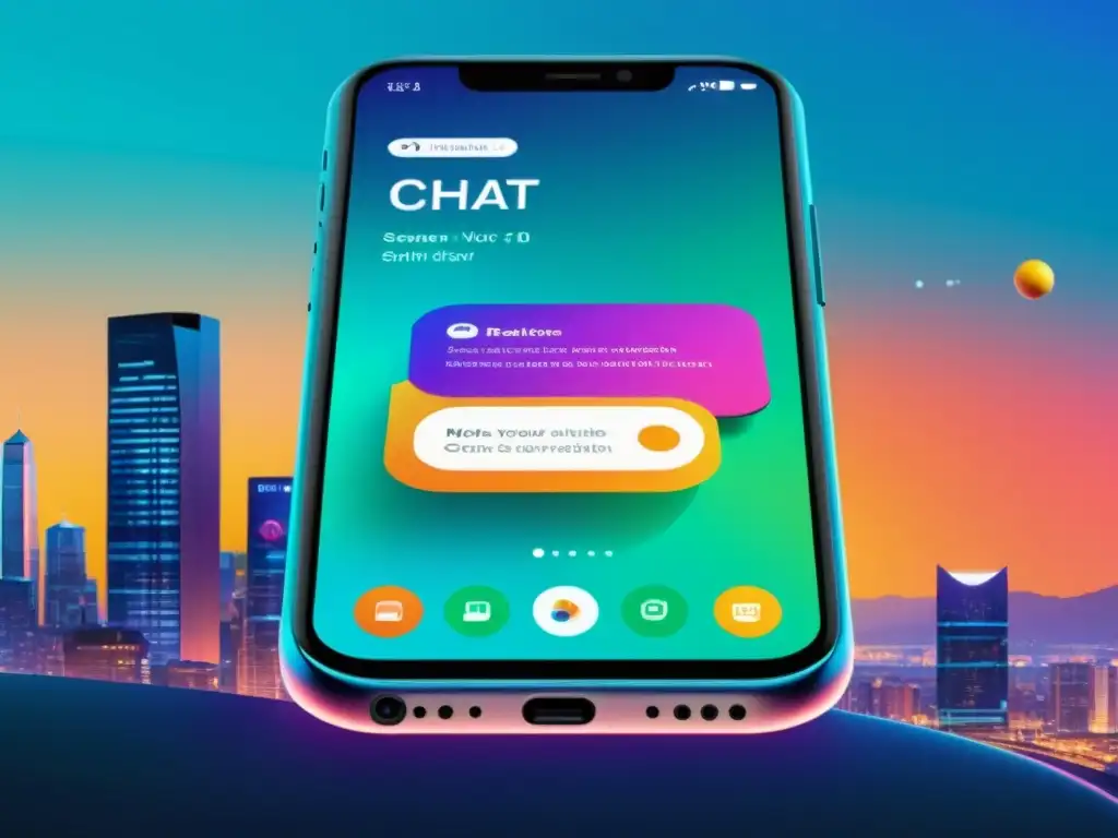 Smartphone mostrando la app de chat en tiempo real con Socket