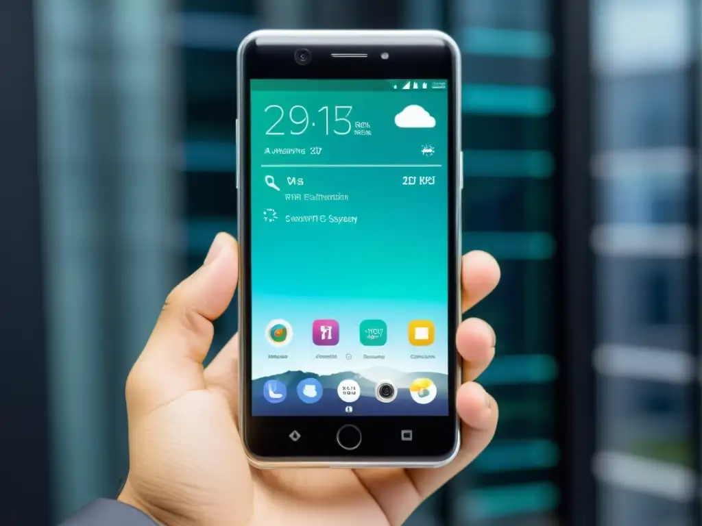 Un smartphone futurista con pantalla transparente muestra un sistema operativo móvil de código abierto