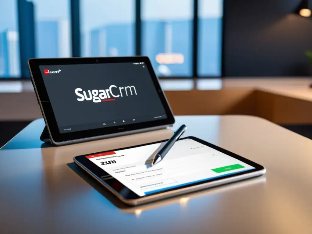 Un smartphone moderno muestra la interfaz personalizada de SugarCRM