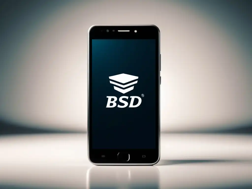 Un smartphone moderno muestra el logo de BSD en su pantalla