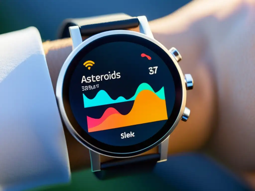 Un smartwatch moderno con AsteroidOS en una pantalla vibrante y personalizable