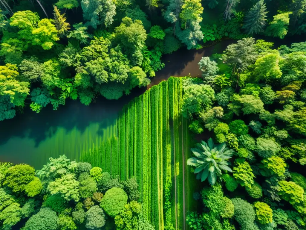 Sostenibilidad software código abierto: Bosque vibrante, vida diversa y equilibrio natural bajo la luz filtrada del dosel