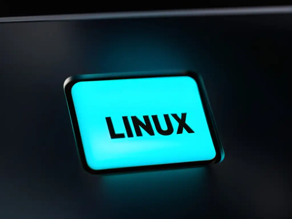 Teclado de laptop moderno con logo de Linux iluminado