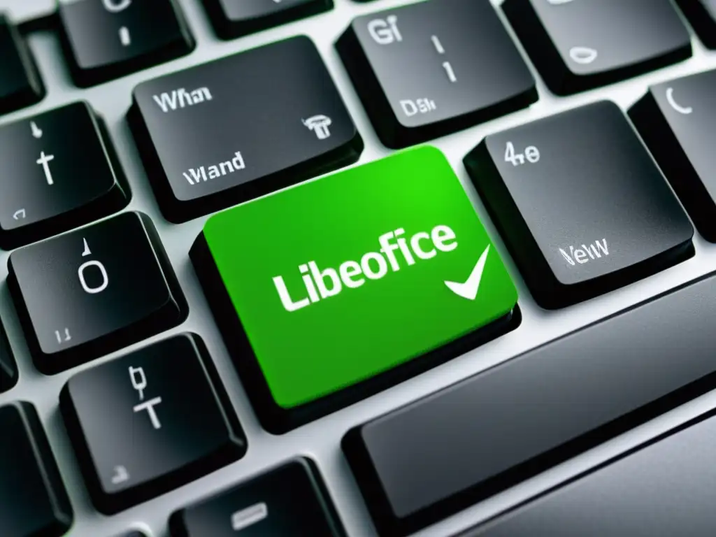 Un teclado con el logo de LibreOffice resalta en una imagen detallada