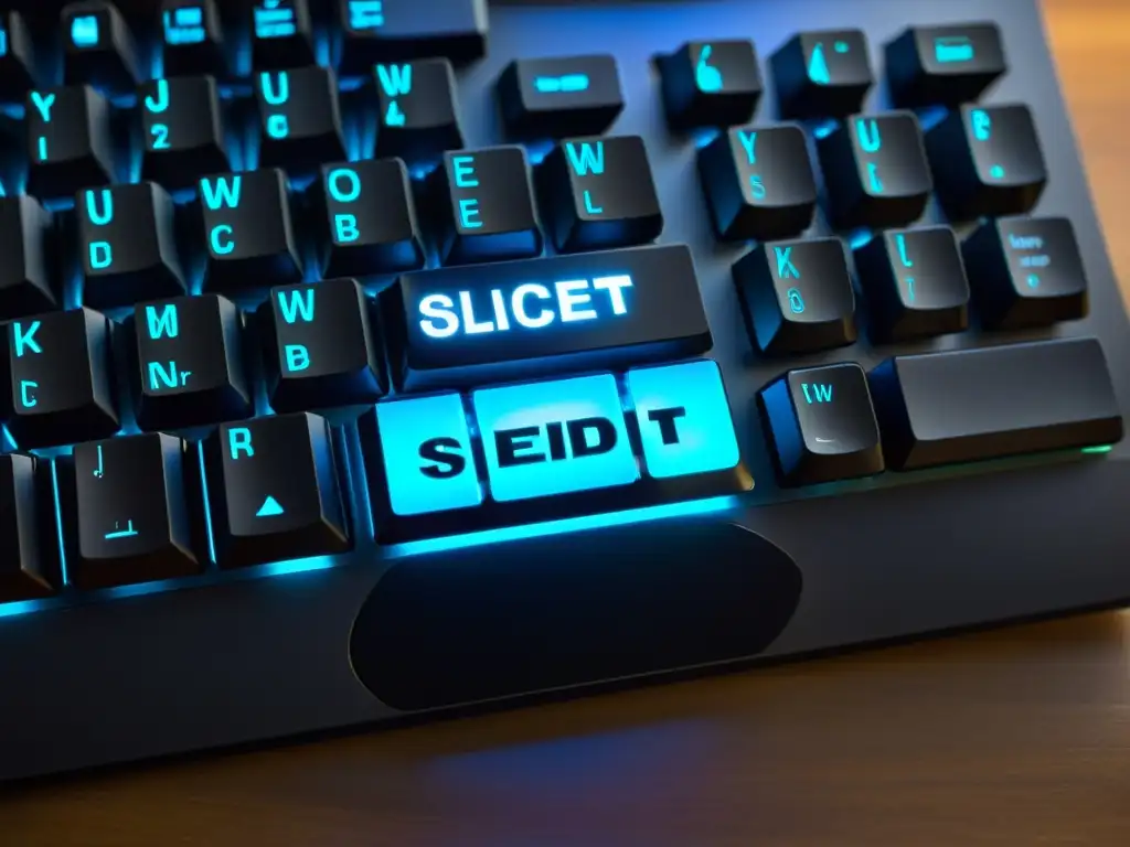 Teclado moderno con brillo suave alrededor del logo SlickEdit