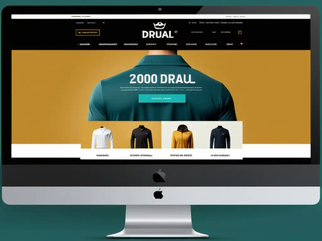 Construir una tienda online con Drupal Commerce: interfaz moderna y profesional con diseño limpio, navegación intuitiva y seguridad en transacciones