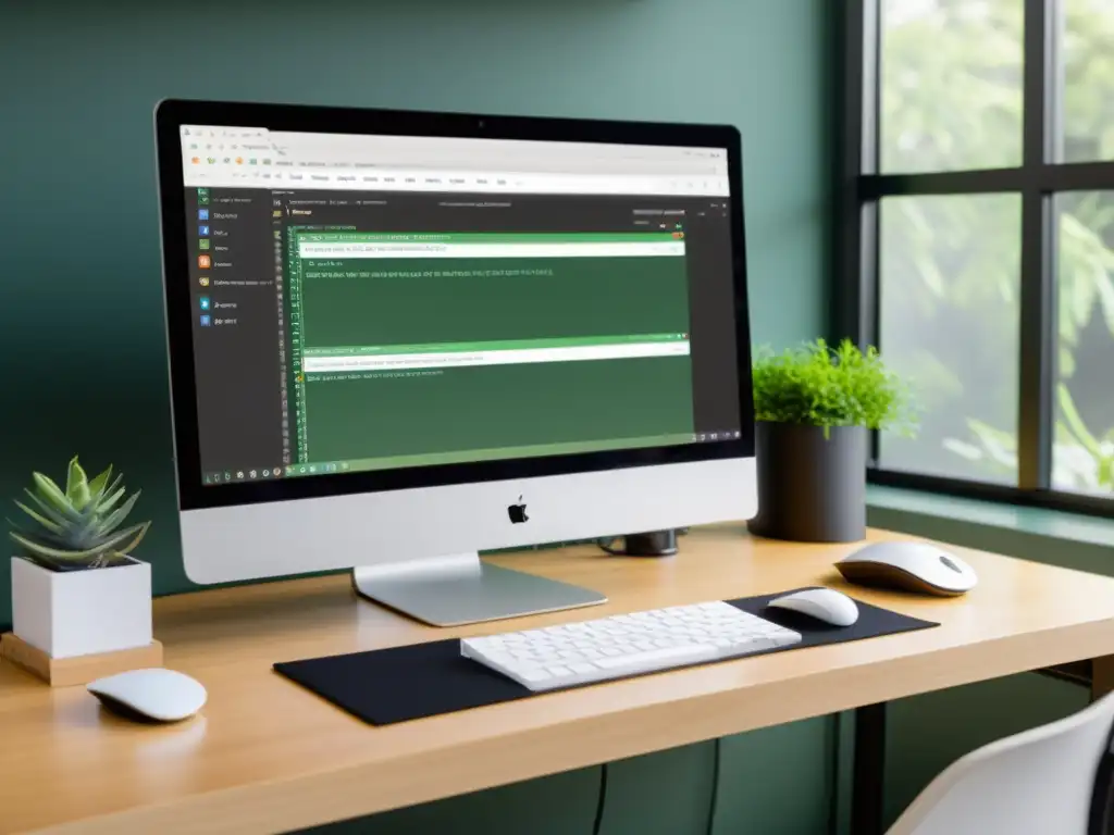 Estación de trabajo del desarrollador con IDE moderno y Git integrado Estación de trabajo de desarrollador con integración Git en IDE favorito, ambiente profesional y productivo, moderna y eficiente