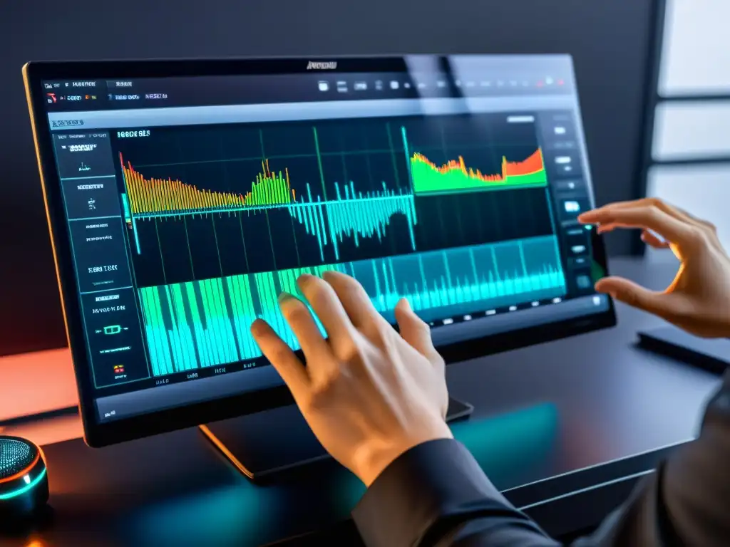 Interfaz detallada de Ardour: software de grabación de estudio en casa Un usuario ajusta la configuración y uso de Ardour en su ordenador, revelando la interfaz detallada y profesional del software
