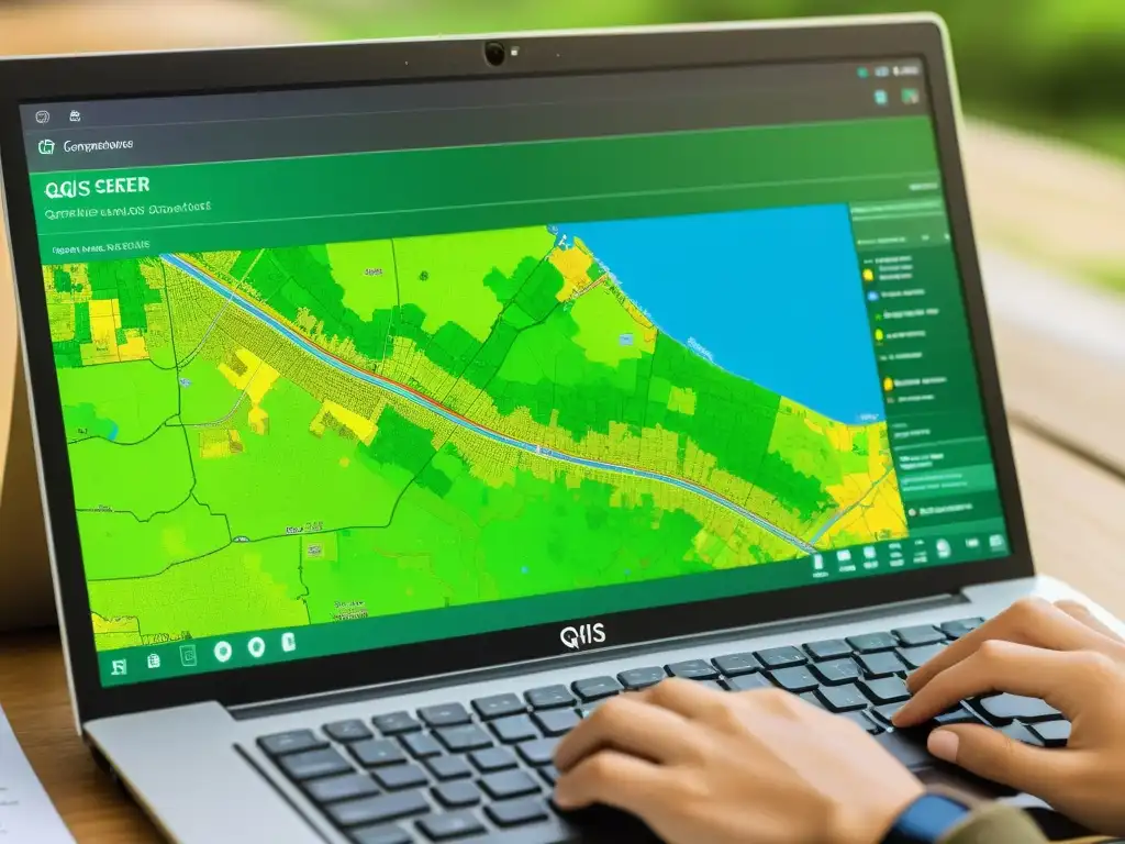 Un usuario principiante de QGIS trabaja en un mapa colorido