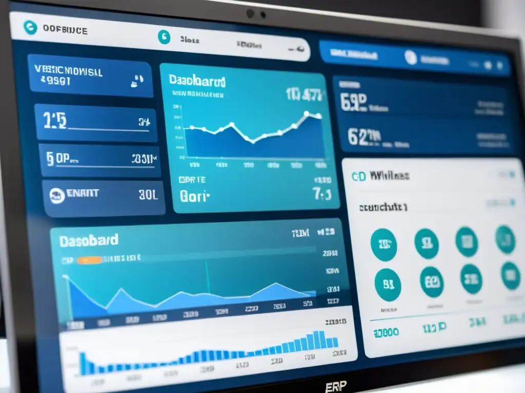 Vibrante dashboard de ERP de código abierto con visualizaciones dinámicas y diseño minimalista