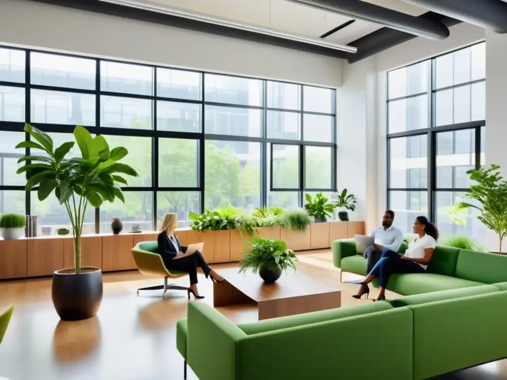 Un vibrante espacio de oficina moderno con luz natural, colaboración y éxito de Mozilla y Firefox en Software Open Source