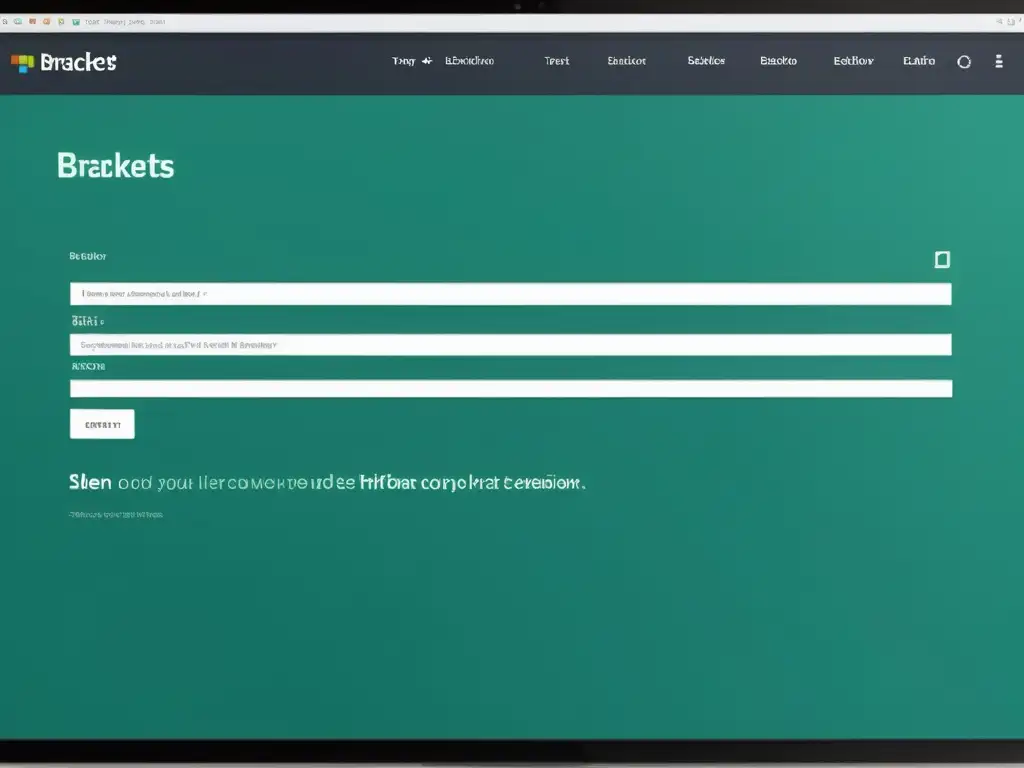 Editor de texto Brackets: interfaz moderna y colorida Vibrante interfaz del Editor de texto Brackets para diseñadores web, con colores llamativos y diseño minimalista de alta resolución