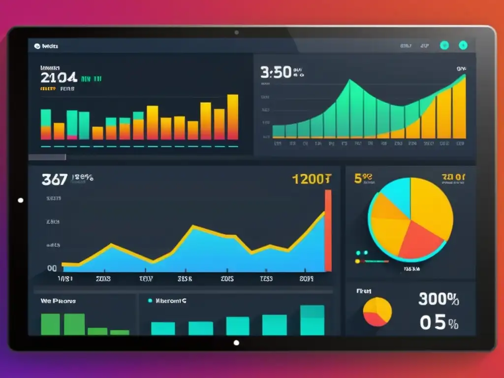 Vibrante y moderno panel de herramientas open source monitoreo aplicaciones web, con gráficos en tiempo real y diseño futurista