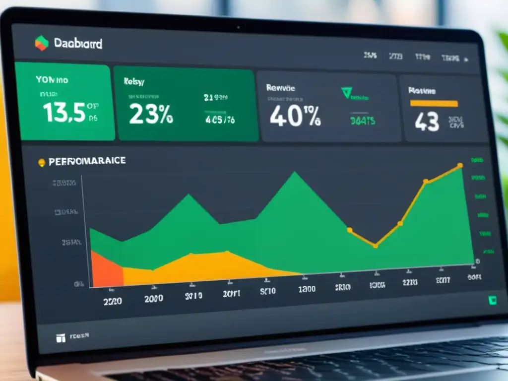 Vibrante panel de control con KPIs para programas de afiliación en software de código abierto