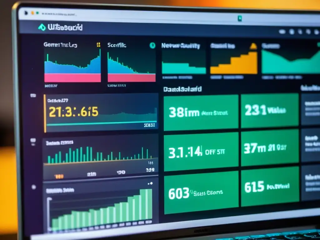 Vibrante dashboard de seguridad de red con gráficos detallados y alertas en tiempo real