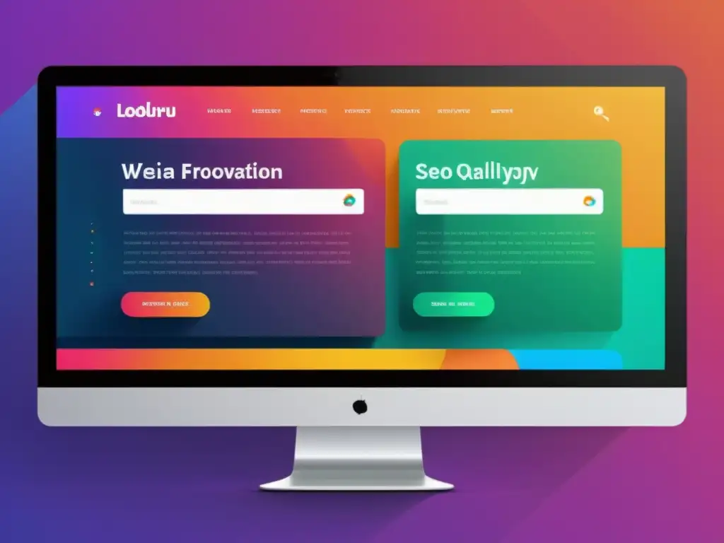 Vibrante interfaz web moderna con consejos SEO para plataformas open source