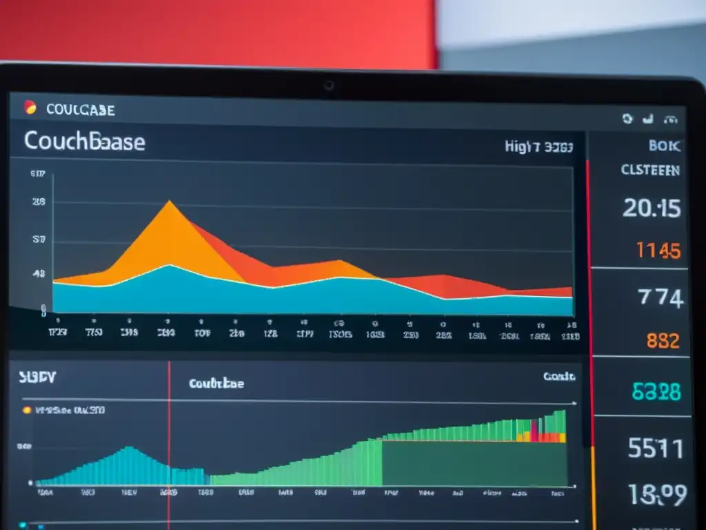 Vibrantes gráficos muestran el rendimiento y escalado en Couchbase, con métricas en tiempo real de la base de datos