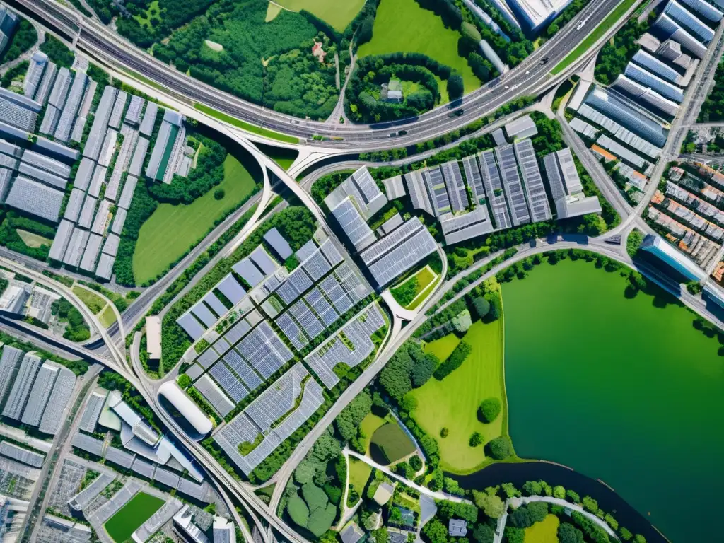 Vista aérea de una ciudad bulliciosa con soluciones prácticas para monitoreo calidad aire