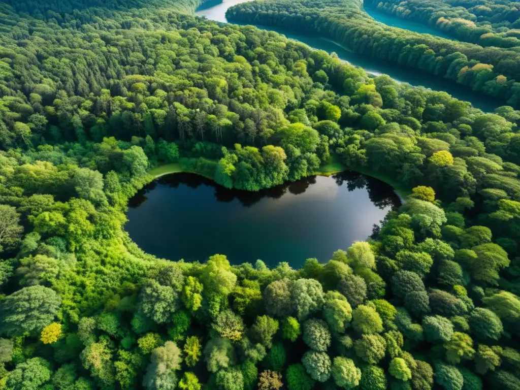 Vista aérea de un exuberante bosque con diversidad de árboles