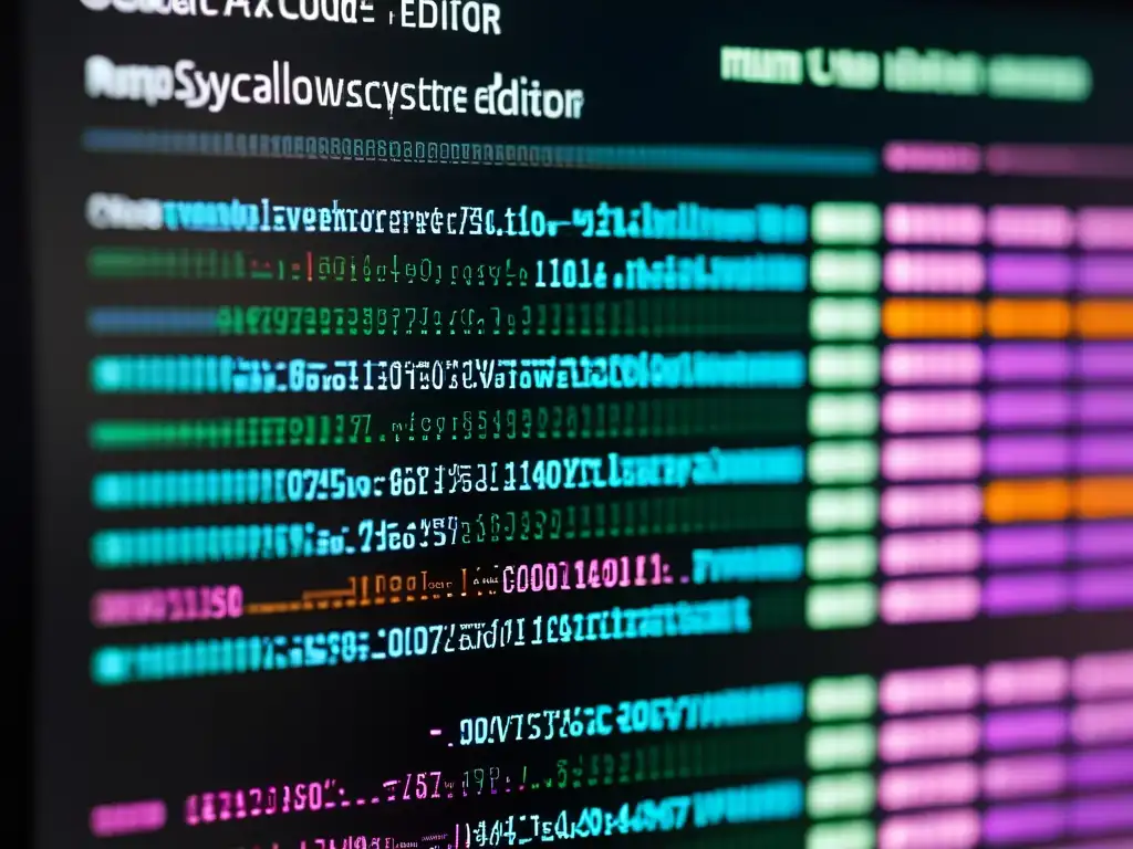 Vista detallada de código en pantalla, fortalecer seguridad software código abierto, con resaltado de sintaxis y sombras sutiles
