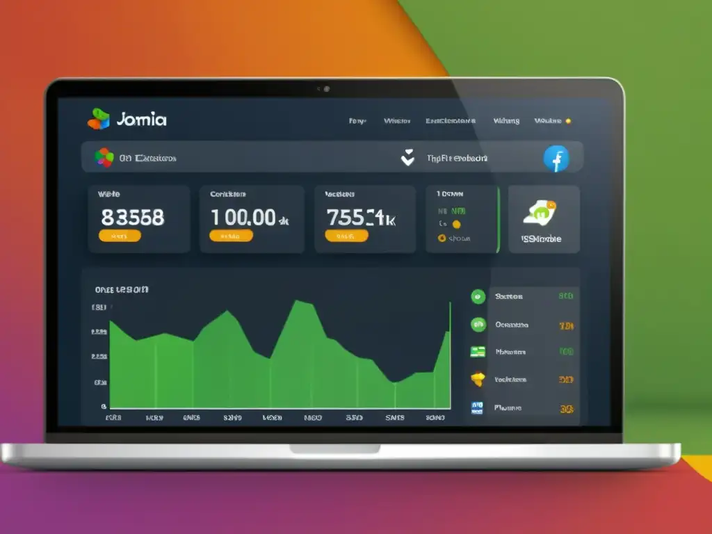 Vista detallada de un dashboard de Joomla con extensiones y plugins, mostrando funcionalidad y opciones de personalización