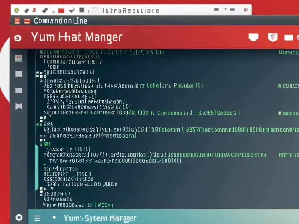 Vista detallada de una moderna interfaz de línea de comandos con el gestor de paquetes YUM en acción en un sistema Red Hat, CentOS o Fedora