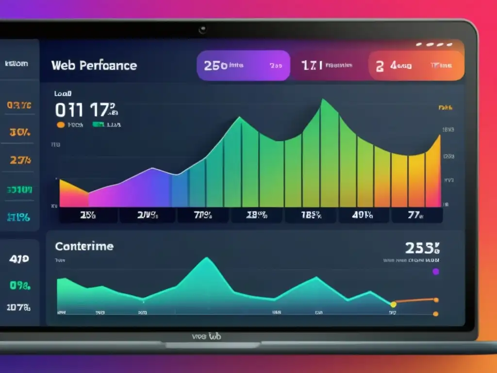 Vista detallada del panel de rendimiento web con diseño moderno y datos en tiempo real