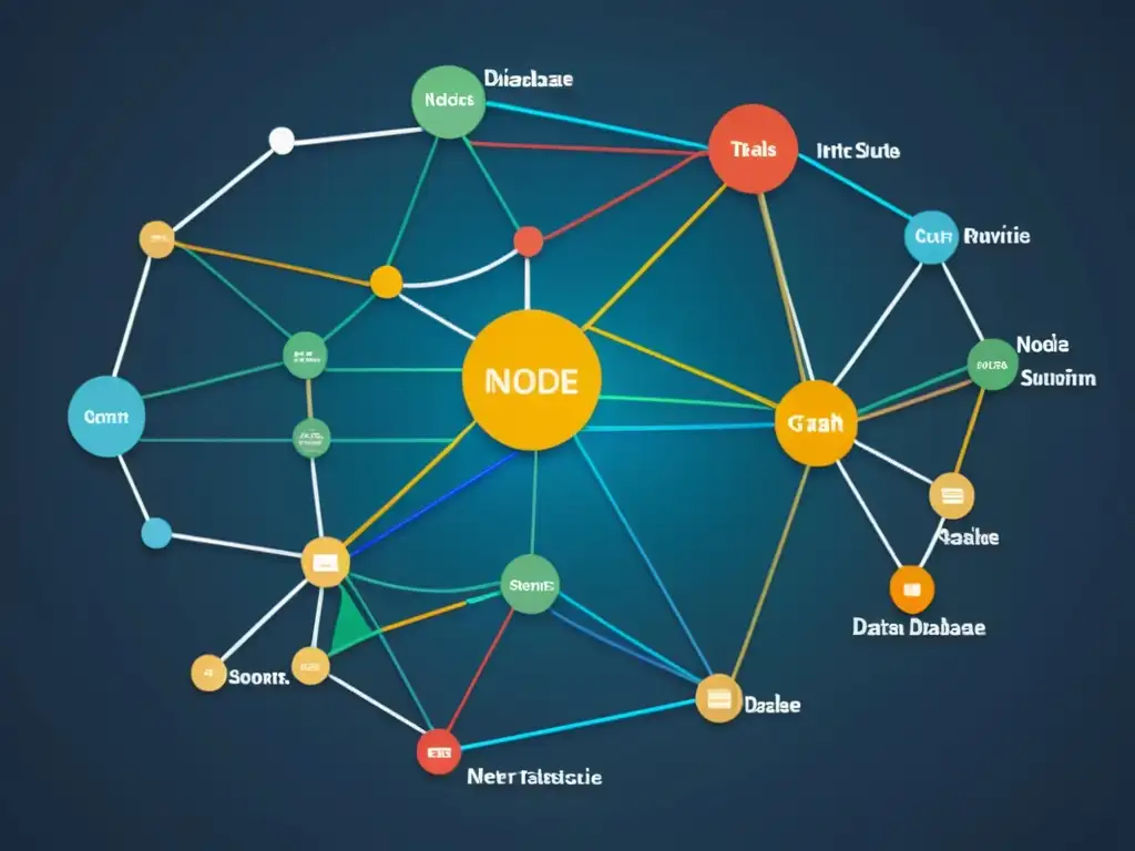 Vista dinámica de una estructura de base de datos gráfica, resaltando las ventajas de usar GraphDB en bases de datos