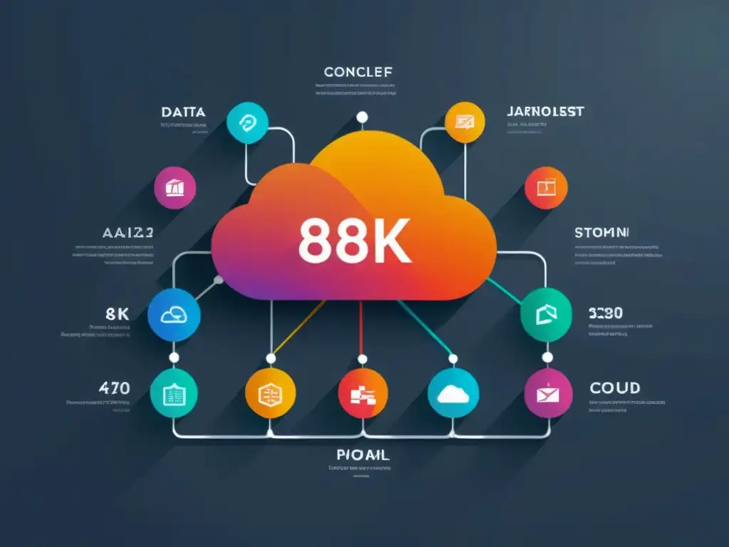 Vista impresionante del ágil desarrollo en la nube con el Serverless Framework, mostrando una infraestructura futurista y elegante