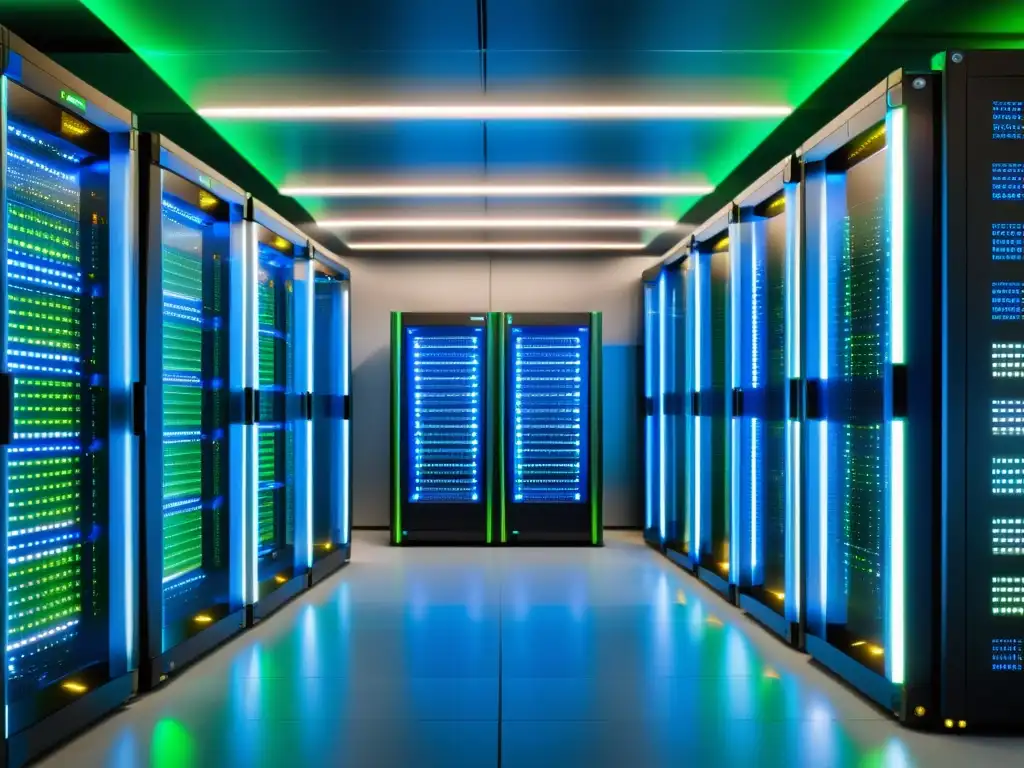 Centro de datos de alta tecnología: eficiencia y profesionalismo Vista impresionante de centro de datos moderno con tecnología de código abierto para monitoreo de rendimiento en middleware