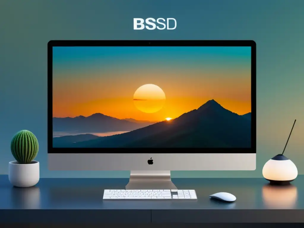 Vista panorámica de un elegante entorno de escritorio BSD en 8k