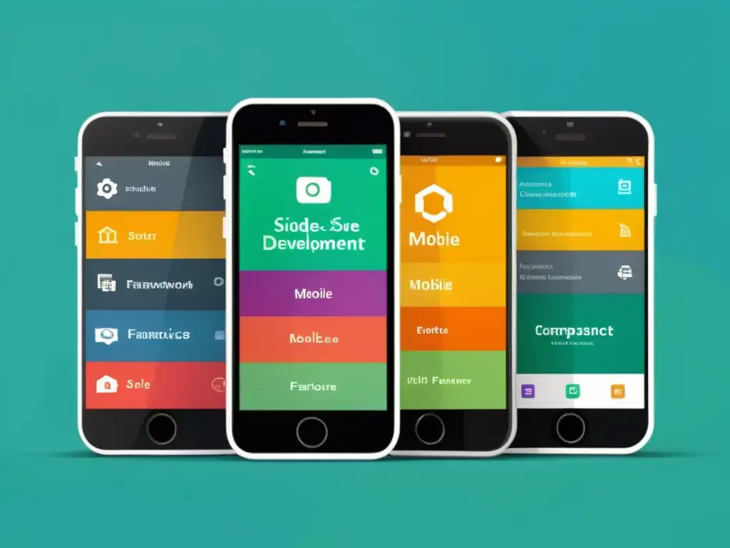 Comparación visual de frameworks open source para desarrollo aplicaciones móviles, destacando sus interfaces y funcionalidades