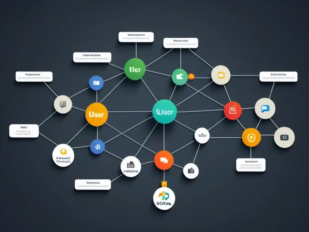 Una visualización de red social dinámica y sofisticada en la base de datos de grafos FlockDB, mostrando la complejidad de las relaciones de usuarios